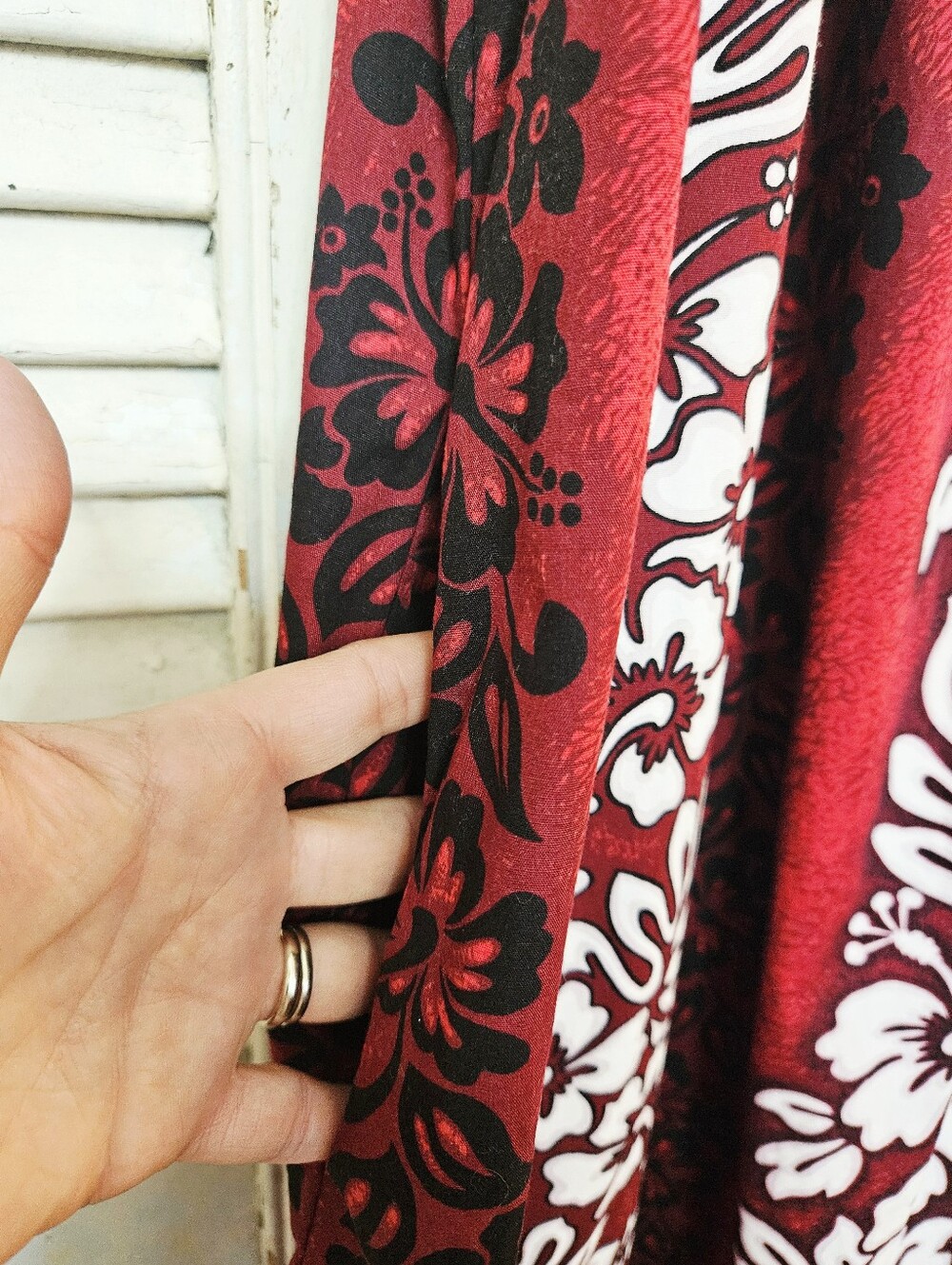 Vintage Y2K Royal Creations Red & White Floral 100% Cotton Hawaiian Dress Large - Picture 8 of 13